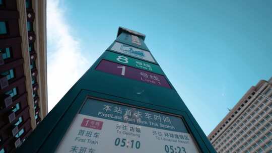 北京王府井地铁站入口路牌