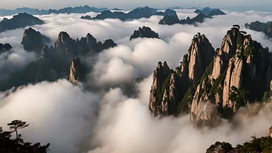 黄山云海壮丽山景