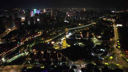 江苏淮安城市夜景灯光航拍