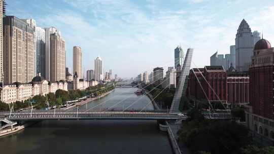 天津海河风景线城市建筑风光航拍