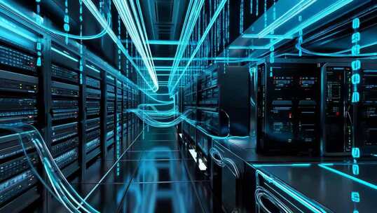 科技感服务器机房内部景象