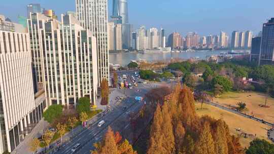 上海外滩古城公园航拍黄浦区城市风景风光视频素材模板下载