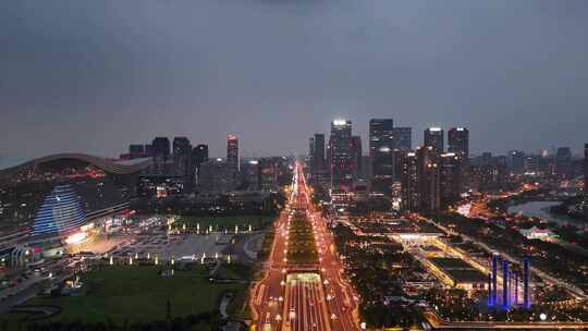 航拍四川成都天府大道夜景