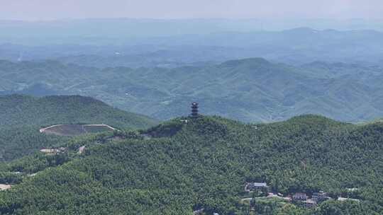 蓝天白云 航拍湖南衡阳蔡伦竹海 远山空镜