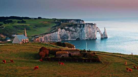 Etretat，诺曼底，海岸，海