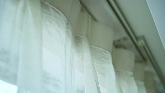 室内白色窗帘特写