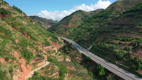 甘肃平凉到绵阳平绵高速公路交通航拍景观