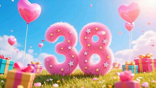 38节粉色爱心数字场景