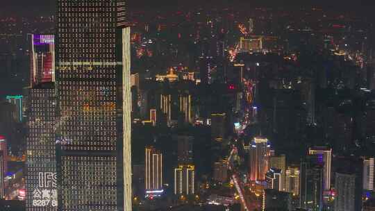 长沙夜景长沙IFS国金中心市区高楼大厦航