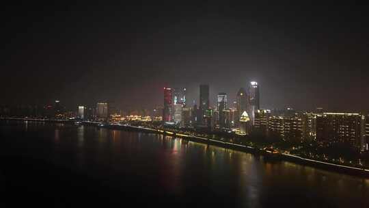 南昌大厦夜景航拍城市建筑夜晚风光视频素材模板下载