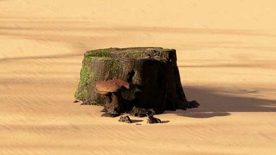 阳光照射下干旱沙漠中枯树的航空摄影视频素材模板下载
