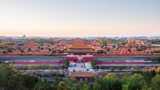 北京故宫全景日出光影