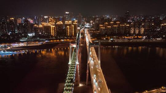 重庆鹅公岩大桥夜景航拍视频素材模板下载