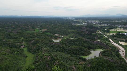 航拍福建丹霞地貌山川丘陵