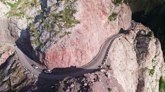 航拍新疆伊犁伊昭公路悬崖公路