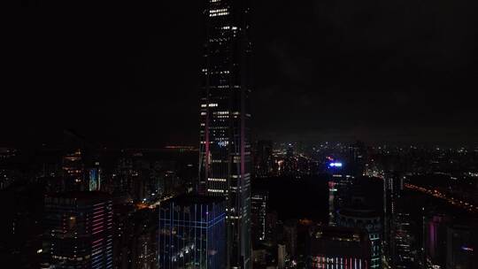 深圳市福田区夜景楼群航拍4K