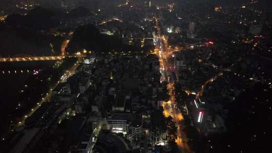航拍广西柳州城市夜景视频素材模板下载