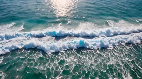 航拍海浪翻涌海面景象