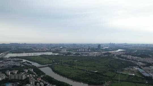 雨后的广州海珠城郊航拍