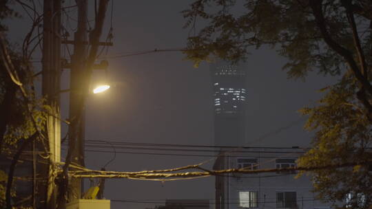 夜晚路灯 街道 小区路灯