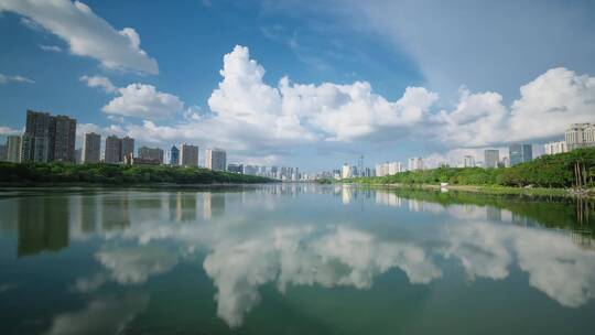 广西南宁南湖公园湖景延时