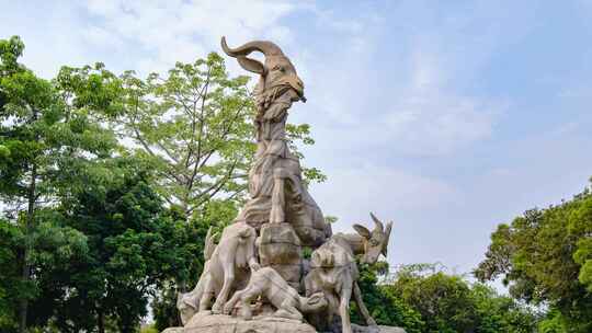 广州城市地标五羊雕塑雕像视频素材模板下载