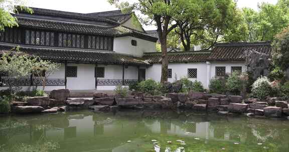 中国杭州西溪国家湿地高庄的亭台楼阁