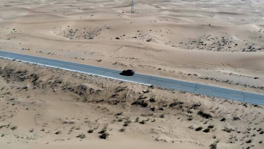 腾格里沙漠风景航拍视频素材模板下载