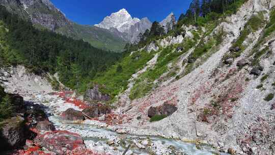 四川贡嘎山区南门关沟红石滩河谷爱德嘉峰