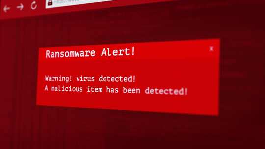 勒索软件恶意软件警报警告标志数字二进制代