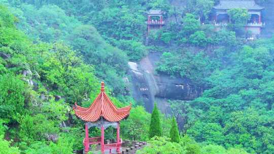 航拍峄城仙人洞风景区罕见平流雾现象