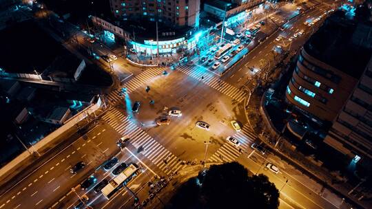 上海浦西夜景航拍