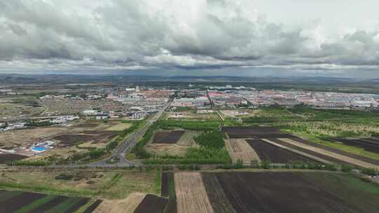 牙克石市郊农田黑土地山林航拍