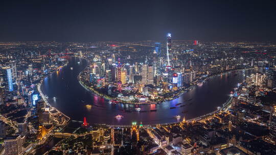 上海外滩陆家嘴夜景延时8K