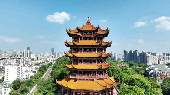 武汉航拍黄鹤楼风景武汉长江大桥武汉夜景