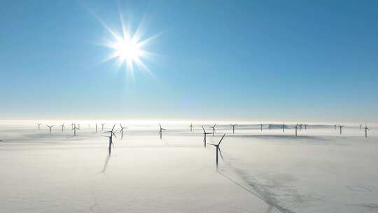 冬季风力发电 清洁可再生能源视频素材模板下载
