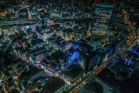 高视角城市夜景车流快速延时