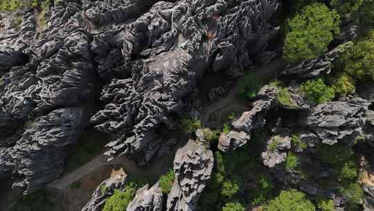 云南昆明石林县石林风景区航拍地质风光