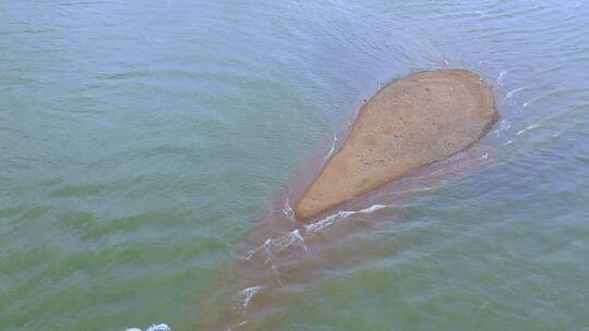 小岛 孤岛 江中小岛 河流 海浪 孤独