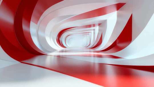 红白相间3D隧道通道素材
