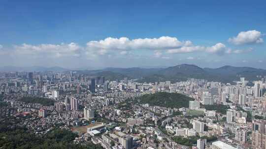 广东珠海城市大景蓝天白云天际线航拍