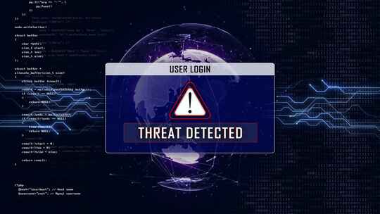 检测到威胁、用户登录界面和地球连接网络、视频素材模板下载