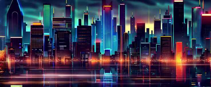 赛博朋克风都市夜景