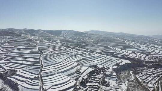 冬天农村梯田雪景素材