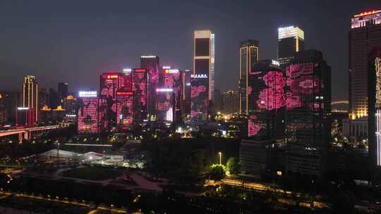 重庆江北嘴中央商务区夜景航拍