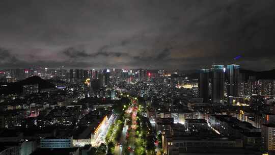 广东深圳城市大景夜景灯光航拍