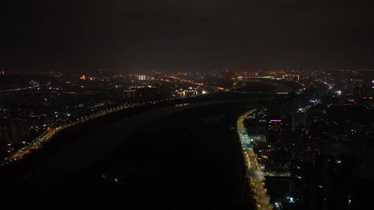 泉州江滨两岸市区夜景航拍晋江大景航拍夜景