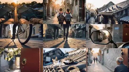 老北京胡同 人文生活 烟火气氛围短片高清在线视频素材下载