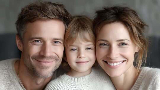 幸福家庭温馨合影笑容洋溢