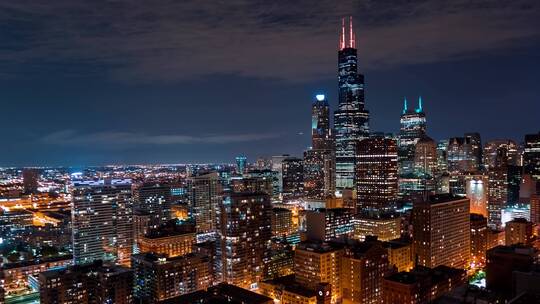 芝加哥城市夜晚景观延时